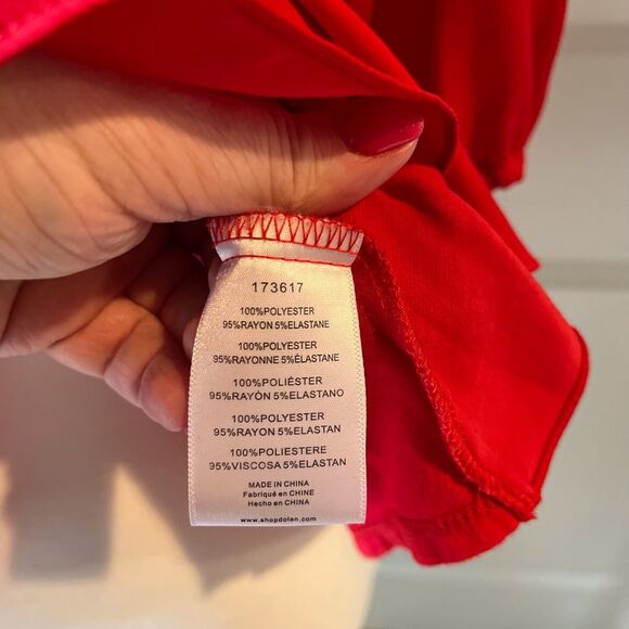 Anthropologie Dolan Cut-out Silky Red V Neck - Picture 7 of 12